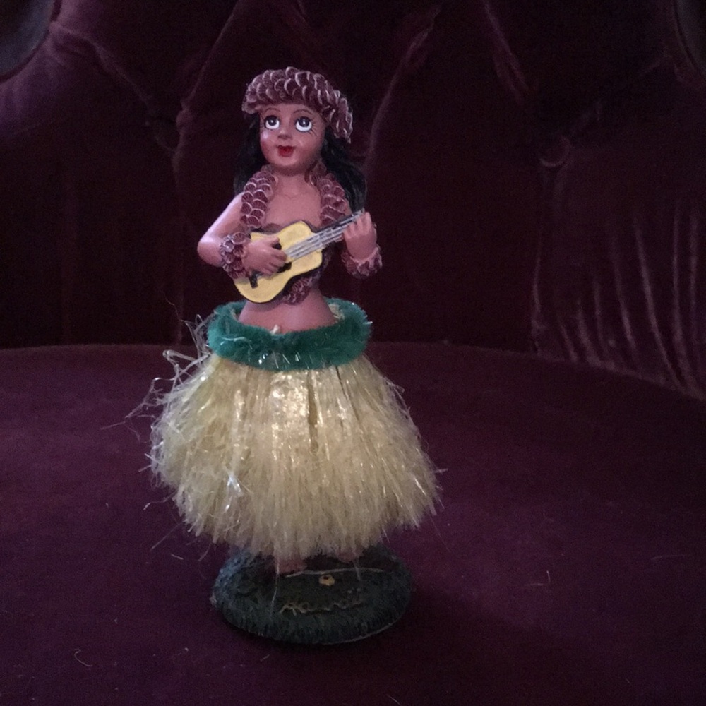 Hand Crafted Hula Dancer Figurine with Yellow and Green Accents
